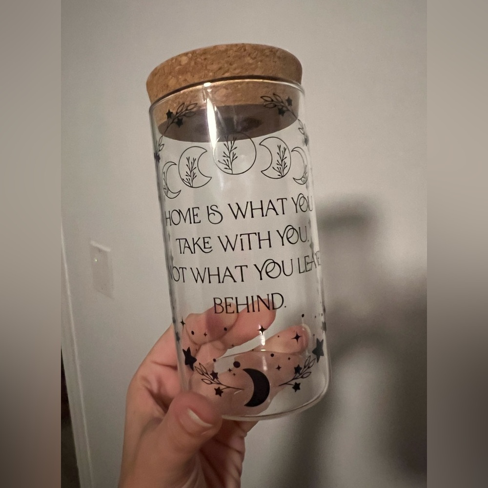 Glass Jar with Cork Lid and Moon Design